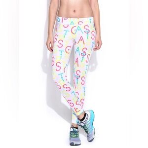 Adidas by Stella McCartney White Leggings with Colorful Letter Print